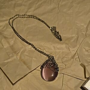 Elegant Silver and Pink Pendant Necklace
